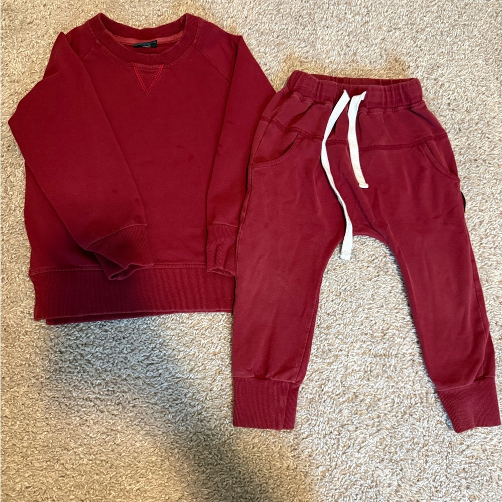Little Bipsy Maroon Kids Sweat Set